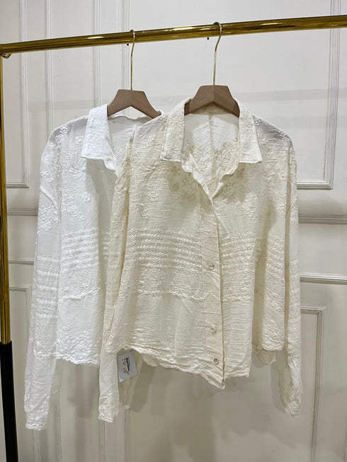 Cotton Embroidered Collar Down Shirts